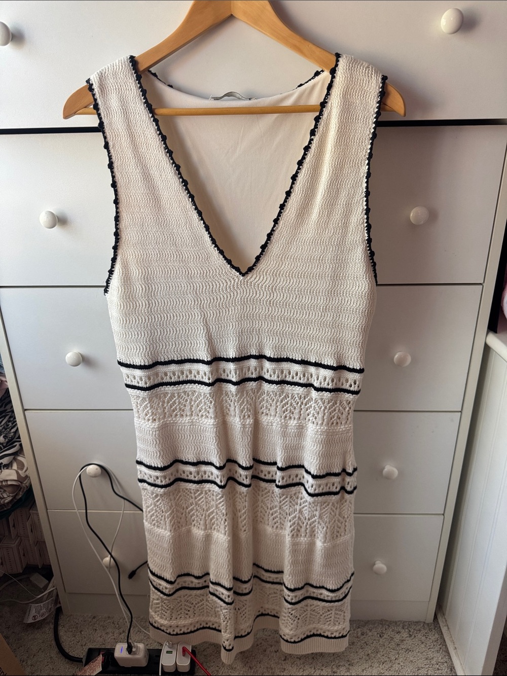 ABERCROMBIE STRIPED CROCHET DRESS